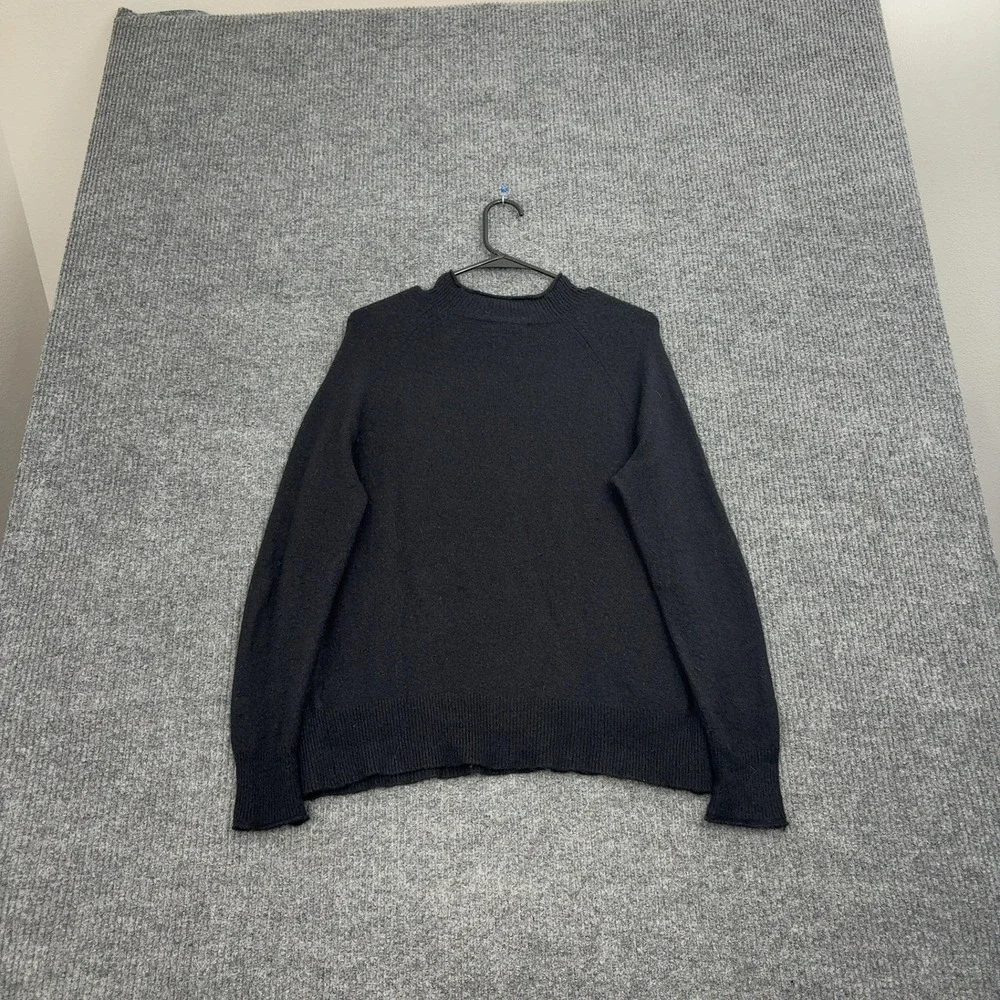 J Crew Sweater Mens S Black Merino Alpaca Blend Mock Neck Raglan Minimalist Cozy